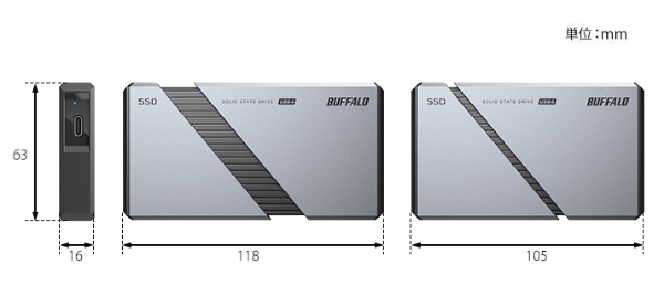 SSD-PE1.0U4-SA 外付けSSD USB-C接続 PC向け(Chrome/Mac/Windows11対応