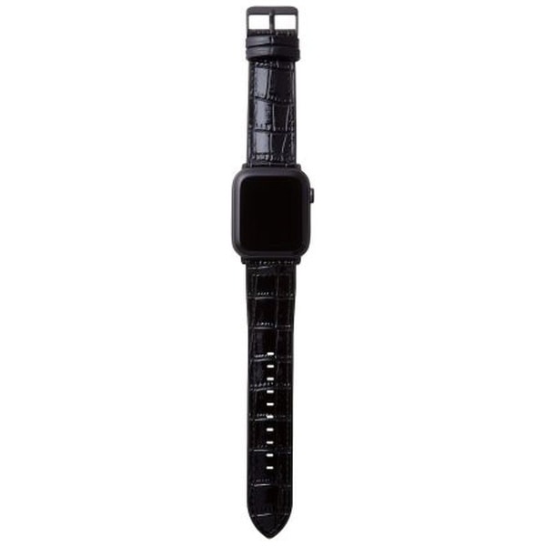 Apple Watch用ハイブリッドレザーバンド（45/44/42mm） クロコブラック