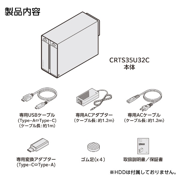 USB3.2 Gen2 Type-C接続 RAID機能付き 3.5インチSATA6G 2bay HDDケース