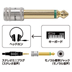 オーディオ変換プラグ(モノラル標準⇔ステレオミニ) AT520CM(AT520CM