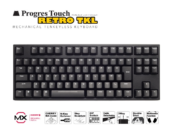 AS-KBPD91/TBKN キーボード Cherry MX 茶軸 ProgresTouch RETRO TKL 黒