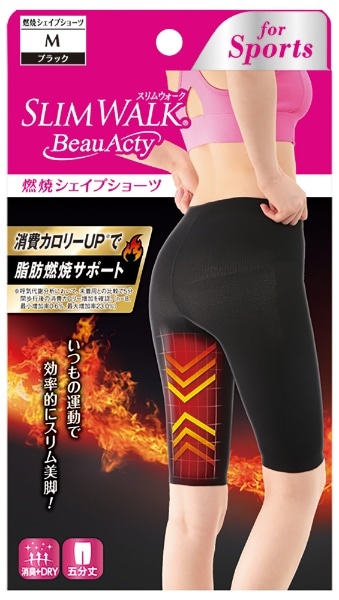 スリムウォーク Beau-Acty燃焼シェイプショーツ M スポーツ用 ブラック