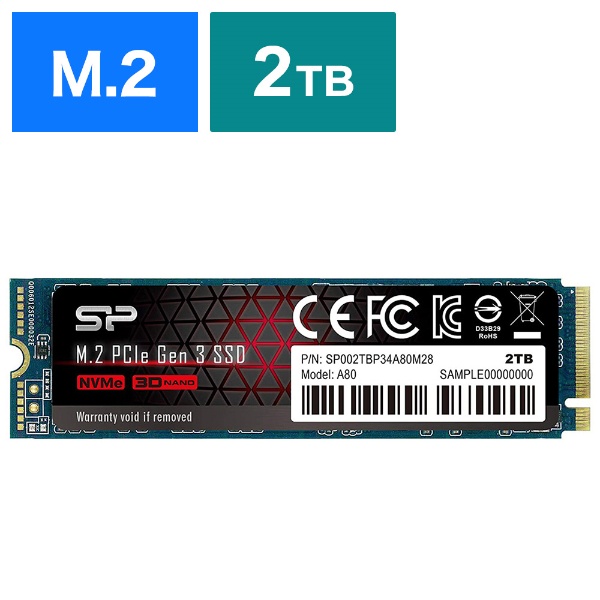 SP002TBP34A80M28 内蔵SSD PCI-Express接続 [2TB /M.2](ブラック