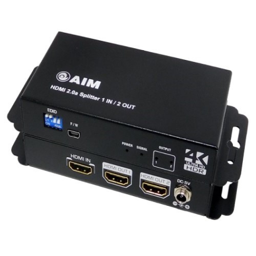 4K 60p対応 HDMIスプリッター AIM ブラック AVS2-18G102(ブラック