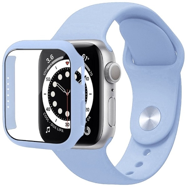 Apple Watch 7 41mm シンプルモノカラー 強化ガラス付カバー＆バンド