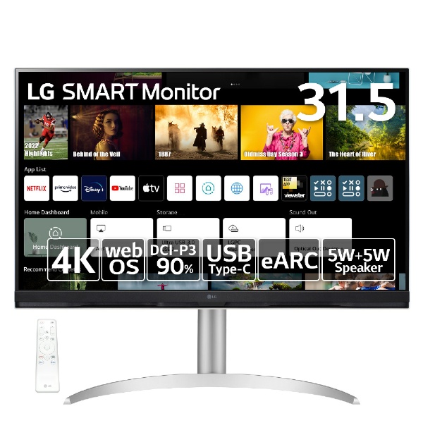 USB-C接続 PCモニター SMART Monitor ホワイト/シルバースタンド