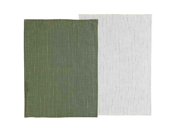 ティータオル 50x70 Line Olive/White 6個セット Sodahl ソダール