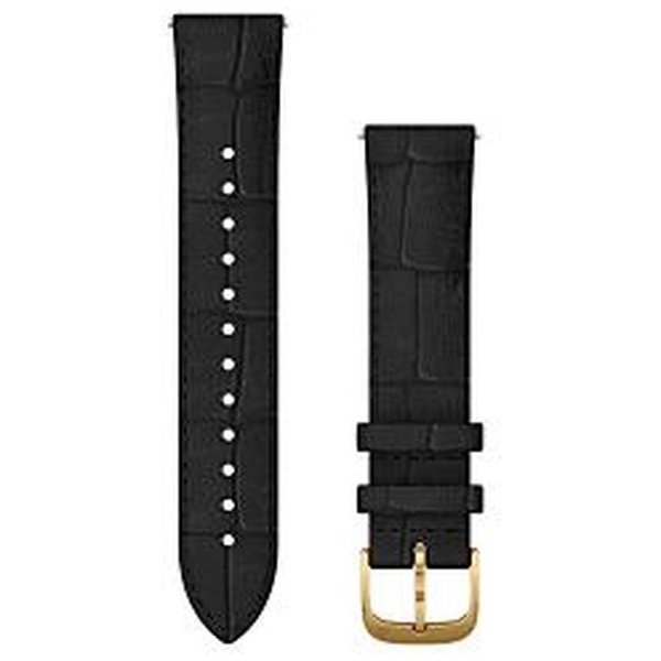 Quick Release oh 20mm Black Embossed Italian Leather / 24K Gold PVD 010-12924-62[101292462]