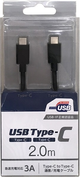 PDΉyUSB-IFKFؕizType-CType-CʐME[dUSBP[u USB2.0 3A/60WΉ 2.0m ubN CD-3CS200K [USB Power DeliveryΉ]