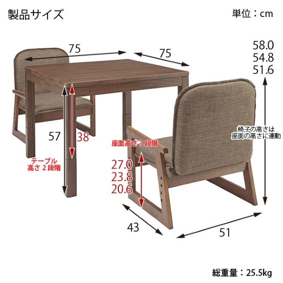 おふたり様こたつ（2個口） NGMN75DLH(FBR)(ブラウン): ビックカメラ 