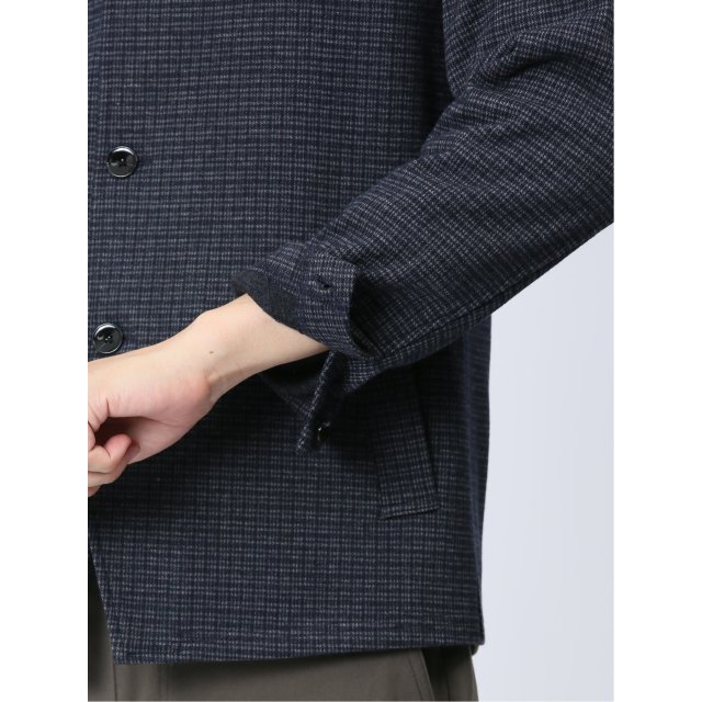 ジャガードチェック スタンドジャケット【TAKA-Q】(XL 75紺): トップ