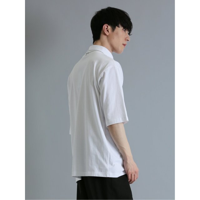 ネックレス付き タートル半袖ルーズTシャツ【semantic design】(M 01白