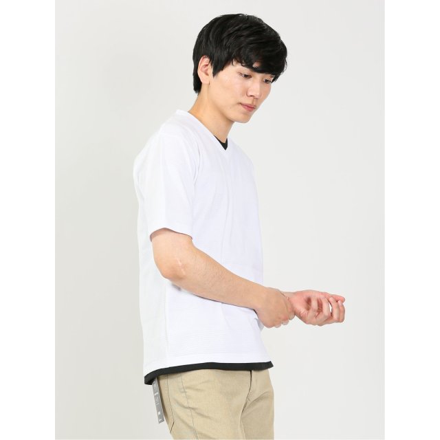 リンクスジャガードボーダー Vネック半袖Tシャツ【m.f.editorial】(M