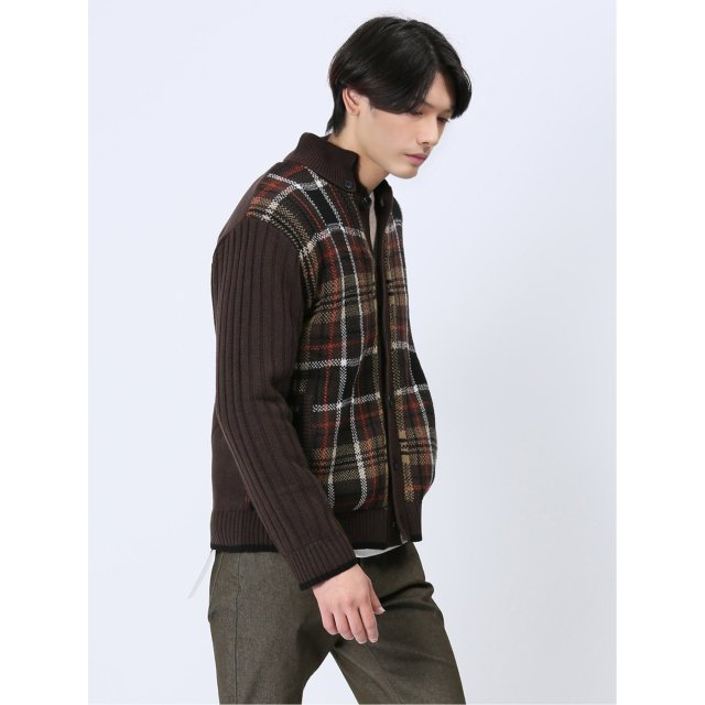 配色チェック柄 ドンキーネックニットアウター【m.f.editorial】(M 30