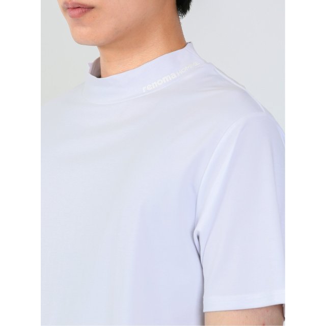 ロゴプリント モックネック半袖Tシャツ【renoma HOMME】(L 01白 