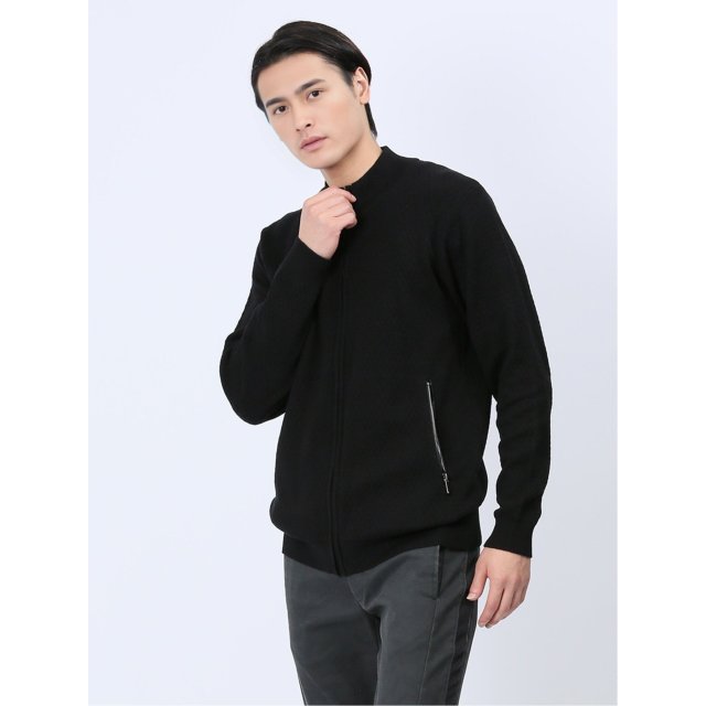 ジャガード スタンドニットアウター【renoma HOMME】(XL 05黒): トップ