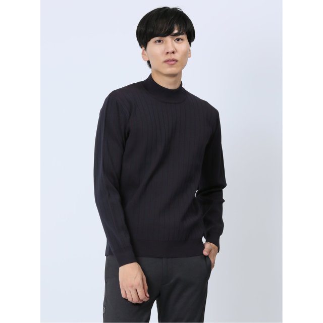 プレーティング モックネック ニット【renoma HOMME】(L 14ワイン