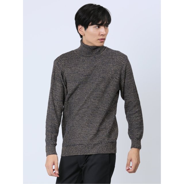 ミックスヤーン タートルニット【renoma HOMME】(XL 75紺): トップ