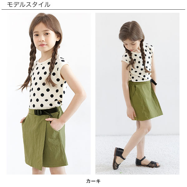 子供服 ラップ巻き風キュロット キッズ 女の子 グレージュ 140cm(140cm グレージュ): 子供服Bee | JRE  POINTが「貯まる」「使える」JRE MALL