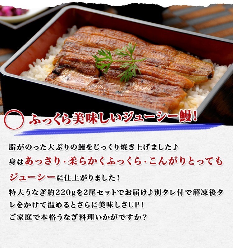 大人気 うなぎ 鰻 タレ付き 焼きウナギ 約440g 220g×2尾 2本 特大 かば焼き 蒲焼き 中国産 冷凍便 ギフト お取り寄せ  www.vetdent.pl