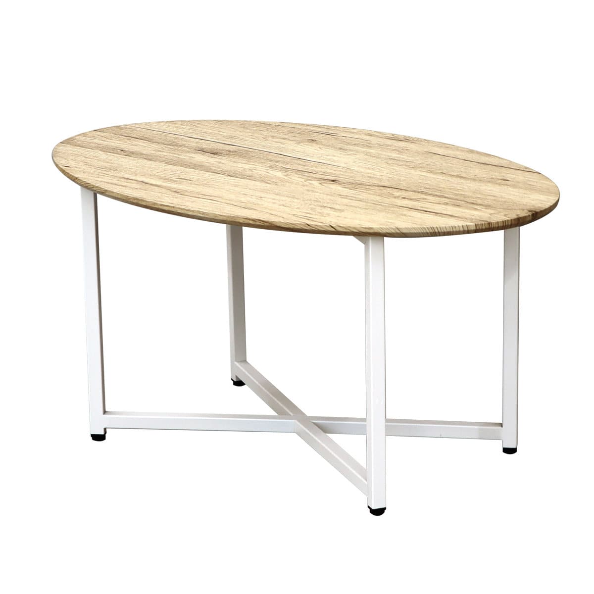 センターテーブル 幅80cm 楕円 木目調（ 幅 80 ローテーブル スチール 