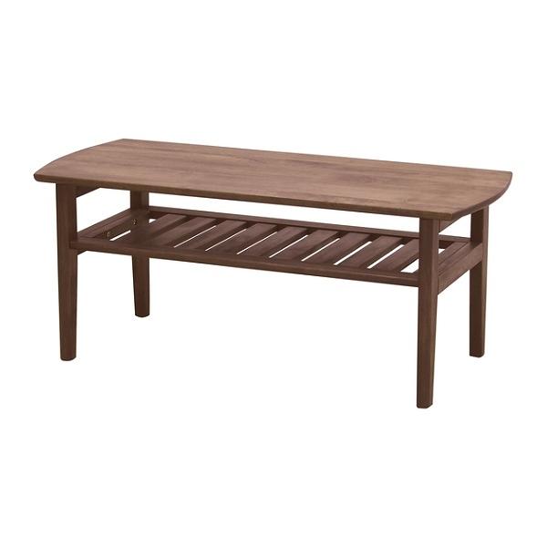 センターテーブル 幅102cm 木製 天然木 ラック 棚付き ローテーブル ...