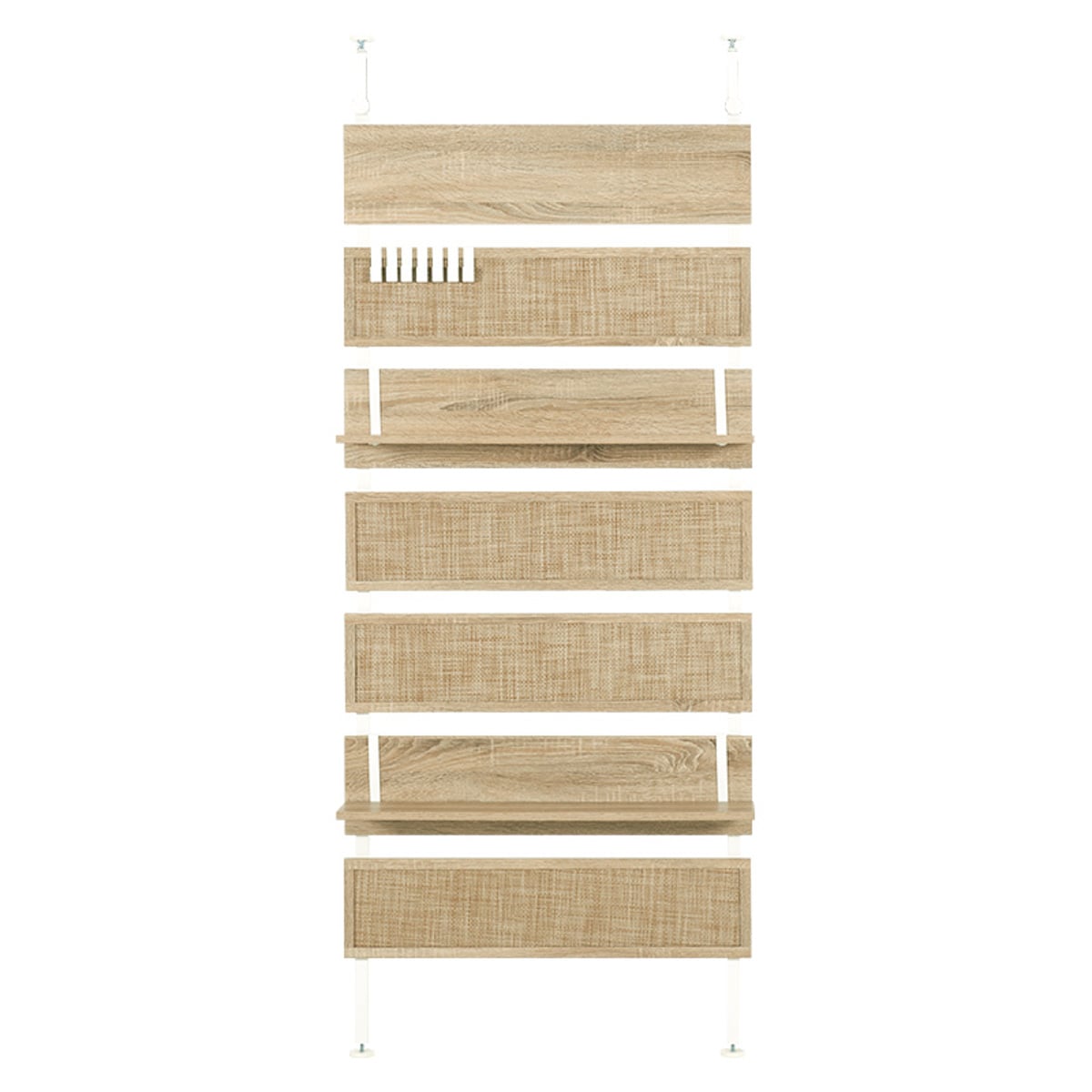 突っ張り ウォールラック 幅80cm ラタン調 木目調 ラダーラック 棚板2