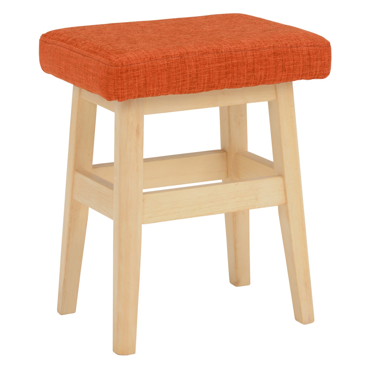 クッション付きスツール オレンジ系チェック椅子