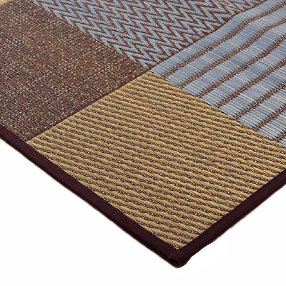 い草 ラグマット/絨毯 〔江戸間6畳 約261×352cm グリーン ギャッベ柄
