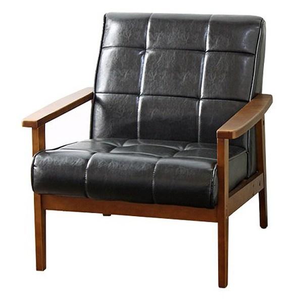 ソファ 椅子 レトロモダン調 木製フレーム 一人掛け用 合皮製（ 1人