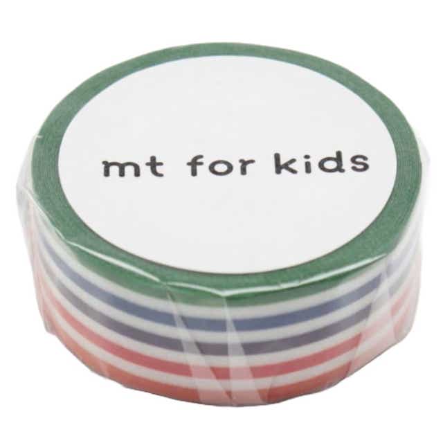 マスキングテープ mt for kids カラフル ボーダー 幅15mm（ カモ井加工