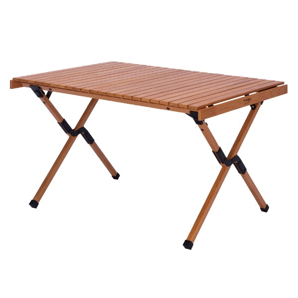LAMA キャンプア テーブル 耐久性 120*60*42cm 木制 組立簡単 耐荷重高い 折りたたみ クラシックウッドロールテーブル コンパクト収 