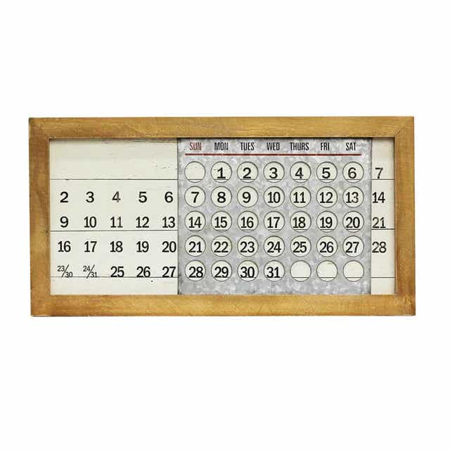 万年カレンダー WOODEN PERPETUAL CALENDAR MINI 掛け置き両用 35cm