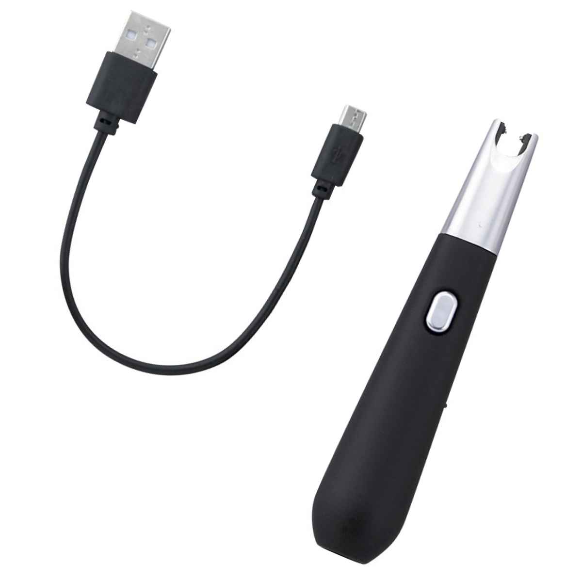 USB 充電式 ライター 電子ライター ブラック - タバコグッズ