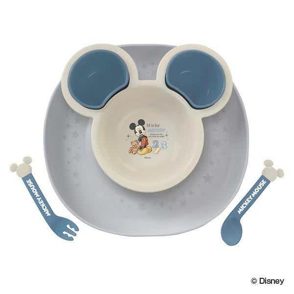 離乳食 食器 セット ミッキーマウス ワンプレート プレート付 ブルー