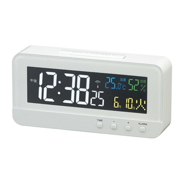 電波時計 置き型 目覚まし時計 多機能 カラーハープ（ デジタル 時計