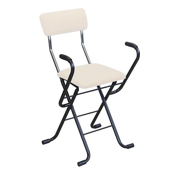 日本製 折りたたみ椅子 【1脚販売 ベージュ×ブラック】 座面高４９cm