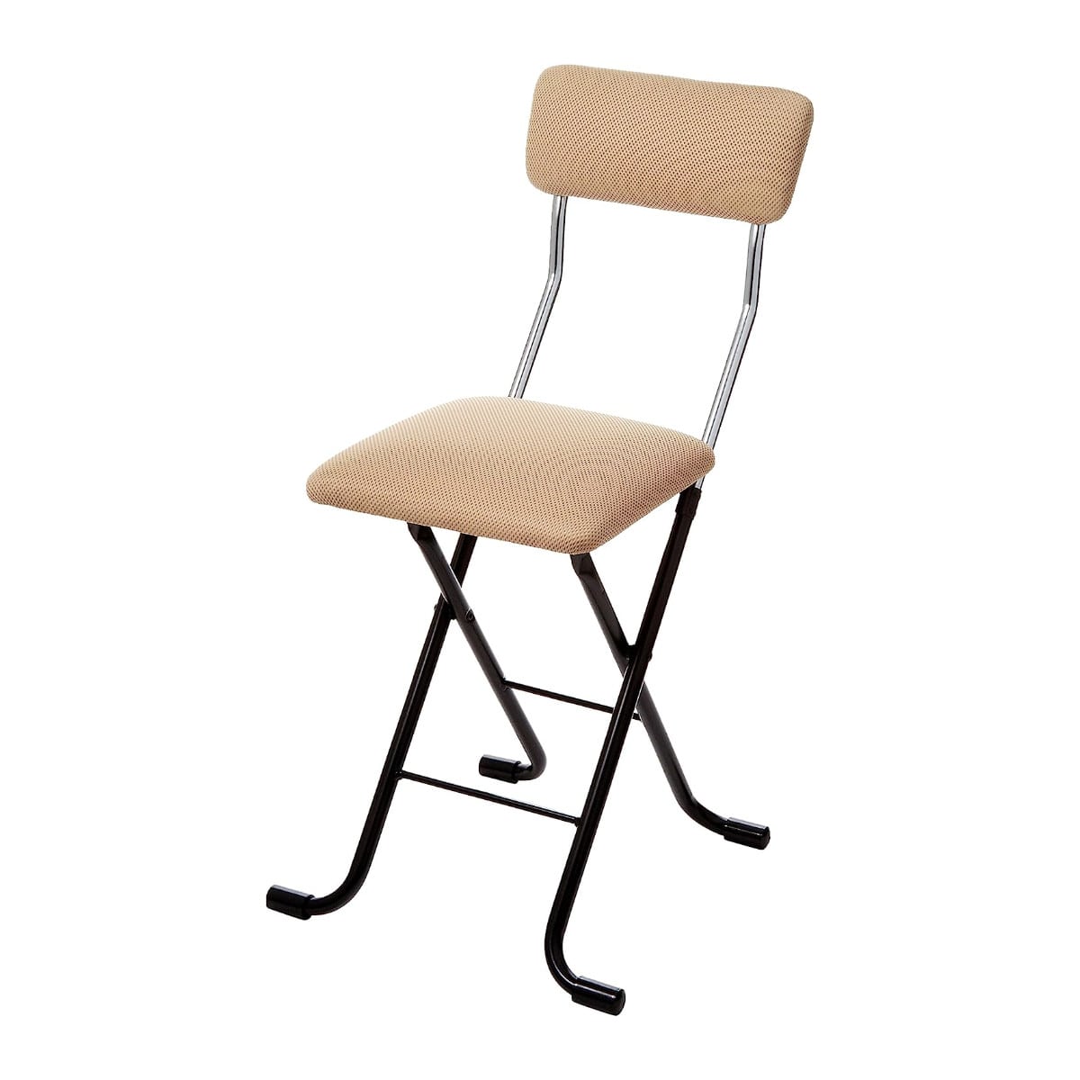 日本製 折りたたみ椅子 【1脚販売 ベージュ×ブラック】 座面高４９cm