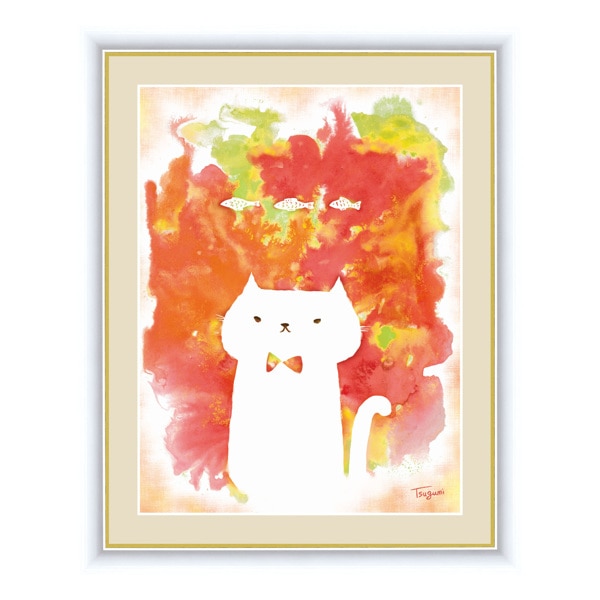 絵画 『ねこ』 42×34cm 木下つぐみ 額入り 巧芸画 インテリア（ 壁掛け