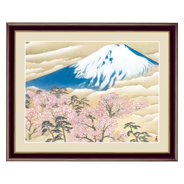 絵画 『富士と桜図』 42×52cm 横山大観 1942年頃 額入り 巧芸画 ...