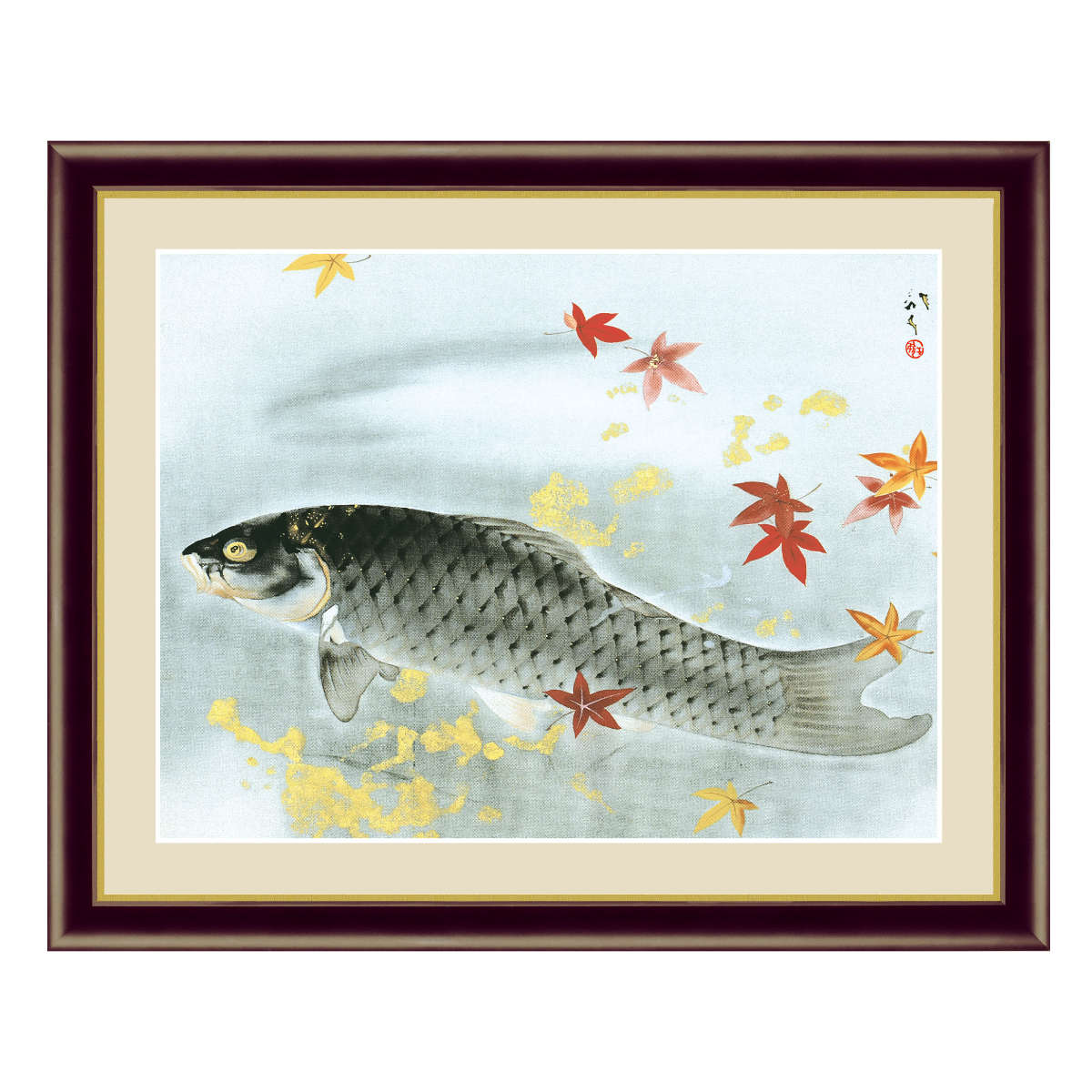 絵画 秋鱗 42x52cm（ 絵 魚 アート アートパネル インテリア 額 額入り