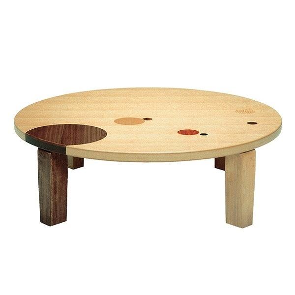 座卓 折れ脚 ローテーブル 木製 アース丸 直径90cm（ 折りたたみ ナラ