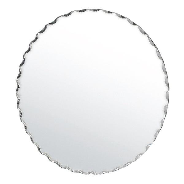 ウォールミラー 円形 ノンフレーム ウェーブカット 直径40cm 鏡 壁掛け