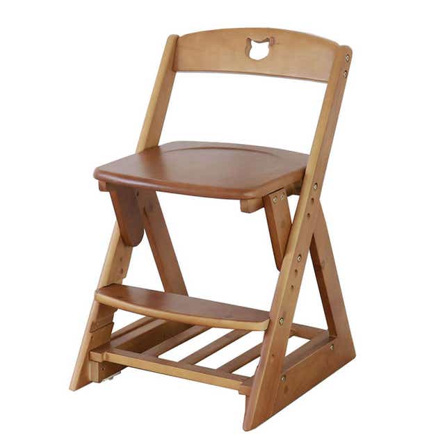 学習椅子 高さ調節 天然木 収納スペース付き （ デスクチェア 勉強