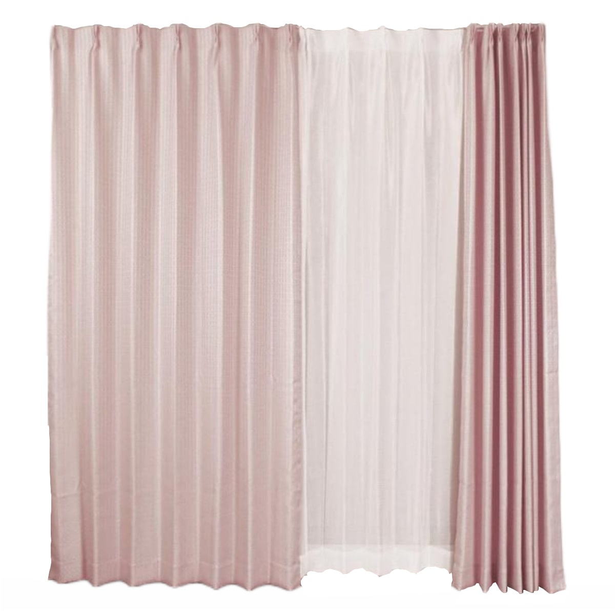 仕入値引遮光カーテン　ピンク　レースカーテンセット　4窓セット カーテン