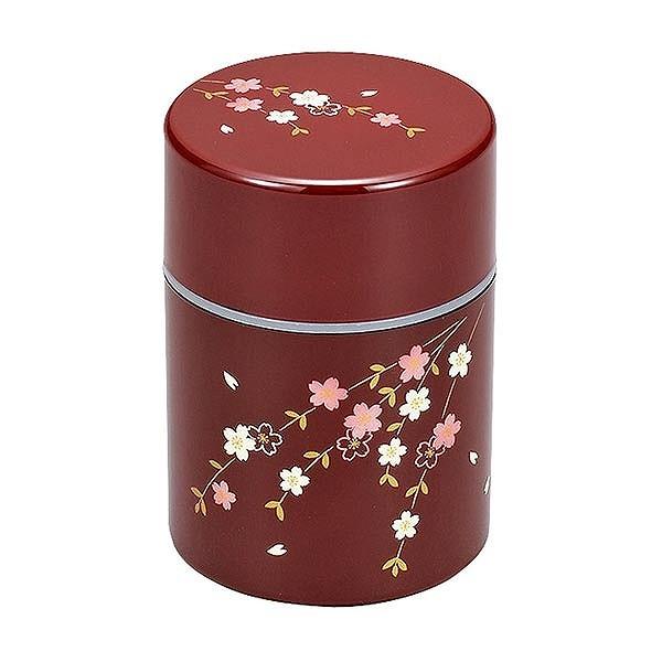 茶筒 溜 花さくら 260ml 漆器 日本製 （ お茶容器 茶葉容器 保存容器 和風 プラスチック ストッカー 茶葉入れ 茶缶 茶葉保存 茶葉用 茶葉  容器 山中塗 ）:リビングート JRE MALL店通販 JRE MALLショッピング JRE POINTが貯まる・使える