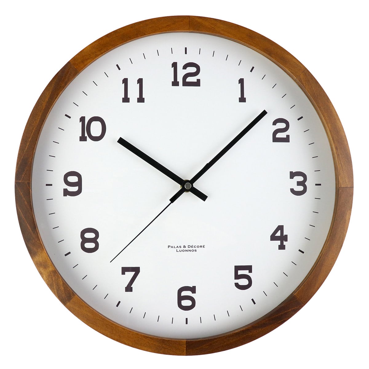 掛け時計 ウォールクロックXL 無垢材 木製 時計 おしゃれ Eina （ 壁掛け時計 掛時計 壁掛け かけ時計 とけい クロック 天然木 アナログ  北欧 北欧風 シンプル インテリア ウォールクロック ナチュラル ） 【ブラウン】