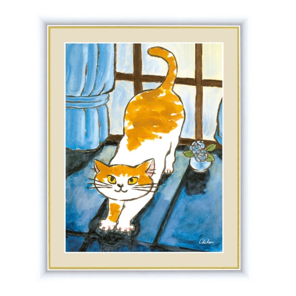 絵画 『朝焼けのねこ』 52×42cm 千春 額入り 巧芸画 インテリア（ 壁掛け ポスター アートフレーム アートポスター 絵 風水 ねこ ネコ 猫  玄関 リビング 廊下 壁飾り 明るい 店舗 おしゃれ ）:リビングート JRE MALL店通販 JRE MALLショッピング JRE  POINTが貯まる ...