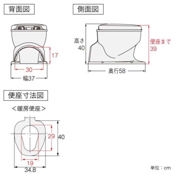 リフォームトイレ 和式トイレ用 暖房便座 段差なし 工事不要 据置式