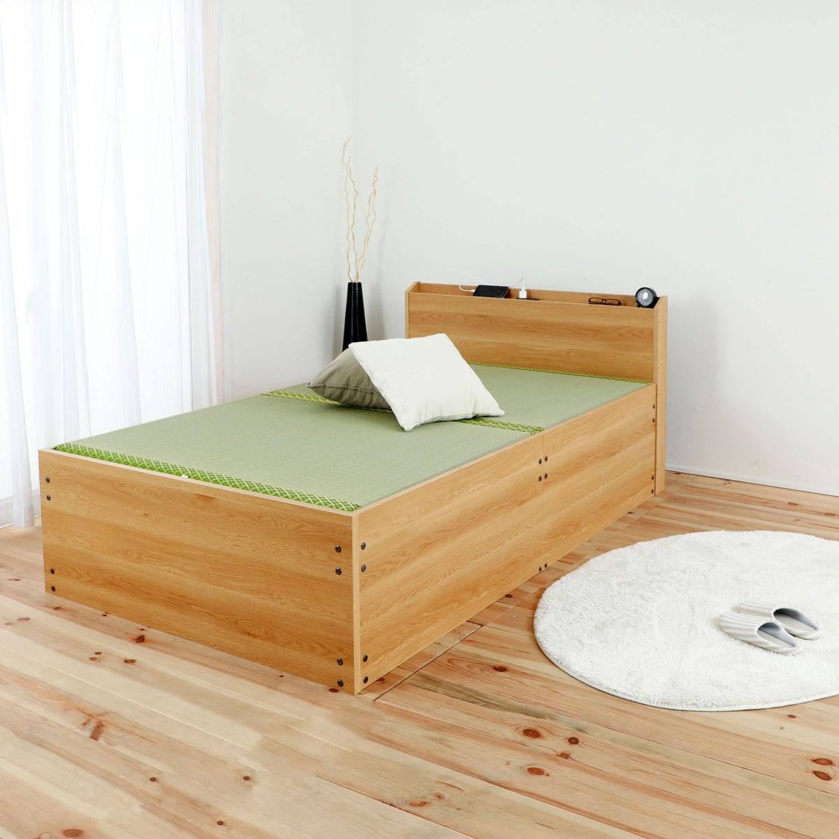 畳ベッド シングル 宮棚 2口コンセント付 床下収納 簡単組立 日本製